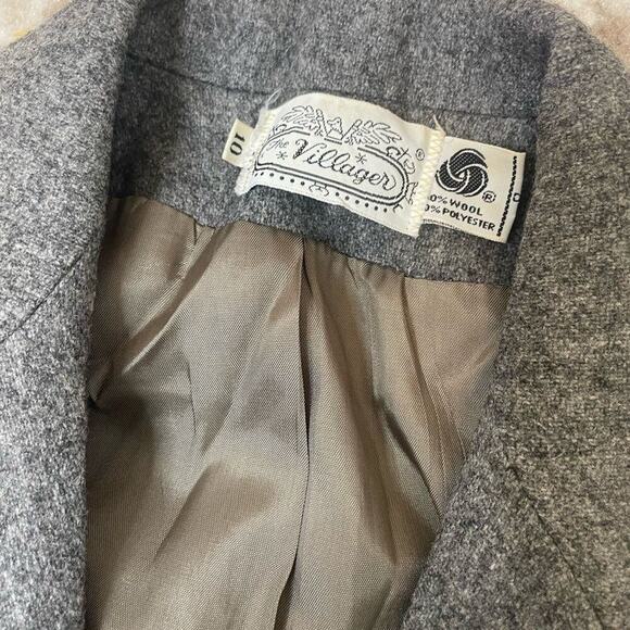 The Villager jacket wool blend gray double button blazer SZ 10 2 button career - Picture 7 of 9
